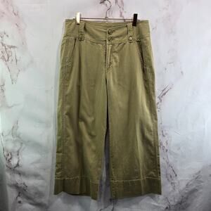 Sundance Pants Womens 6 P Brown Wide Leg Crop Tan Linen High Rise Chino Courant